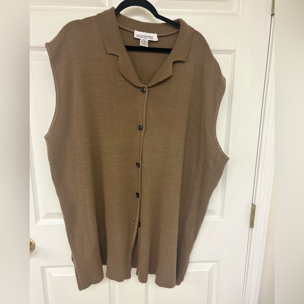 Silhouettes Vintage Tan Sweater button down Sweater Size 4X
